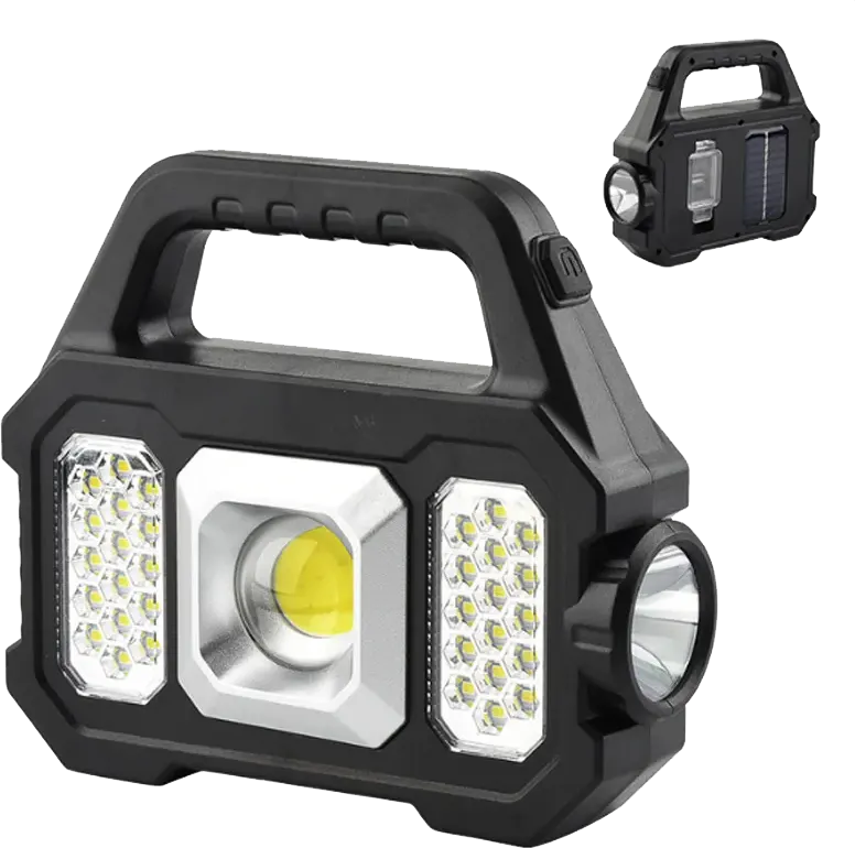 كشاف طوارئ محمول قابل للشحن YD ، شحن بالطاقة الشمسية، أسود، YD-2205