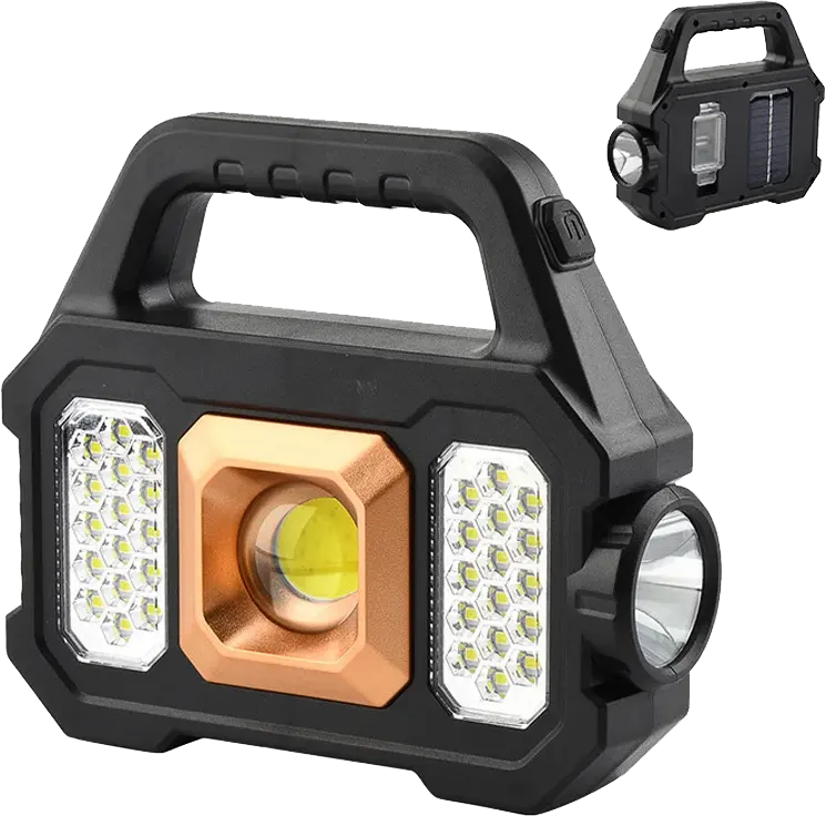 كشاف طوارئ محمول قابل للشحن YD ، شحن بالطاقة الشمسية، أسود، YD-2205