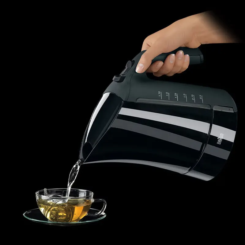 غلاية مياه كهربائية بلاستيك براون، 1.7 لتر، 2200 وات،أسود،WK-300 (بضمان راية)