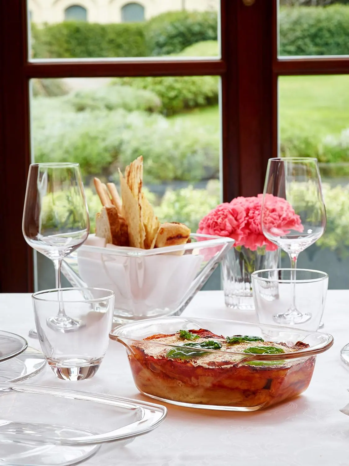 طقم طاجن بيركس شيف تابل ايطالي روستر ،3 قطع،شفاف