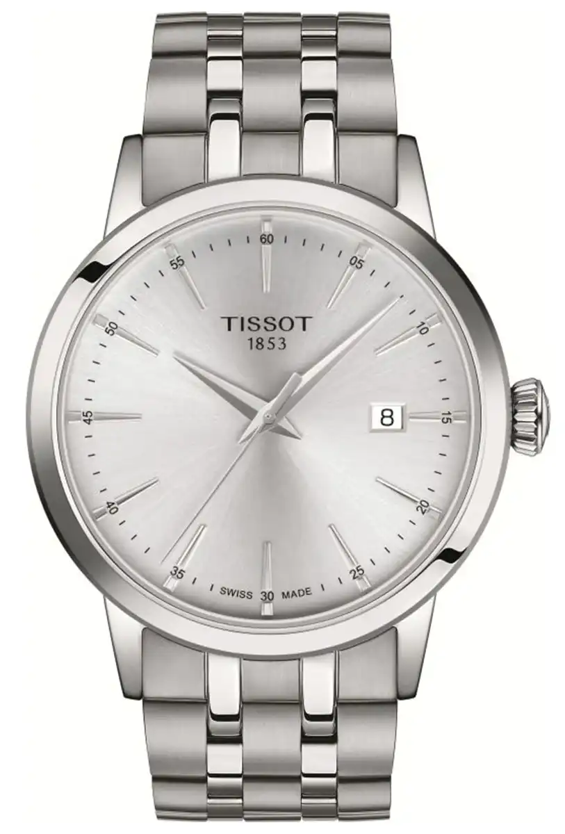 ساعه تيسوت رجالي، عقارب، سوار ستانلس ستيل، فضي T129-410-11-031