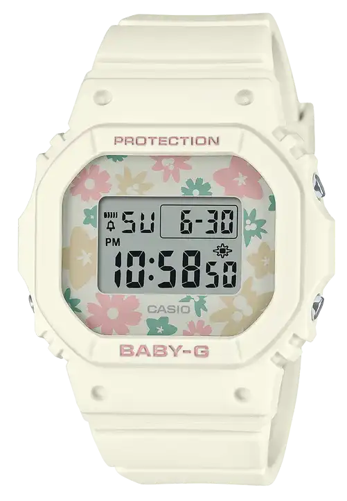 ساعة كاسيو جى شوك للنساء ، رقمية، أبيض BGD-565RP-7DR