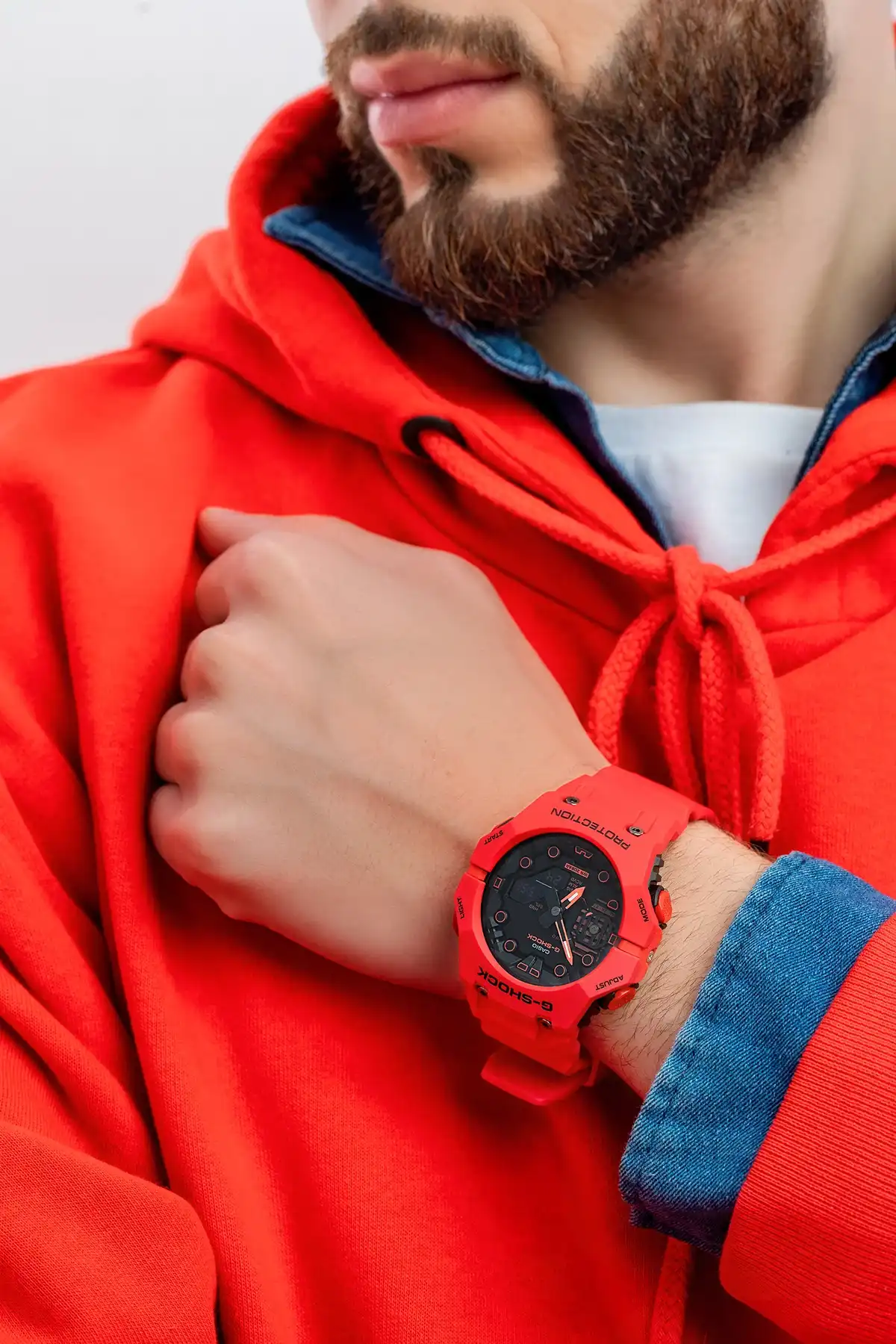 ساعة كاسيو جى شوك رجالي ، عقارب و رقمية، أحمر GA.B001.4ADR