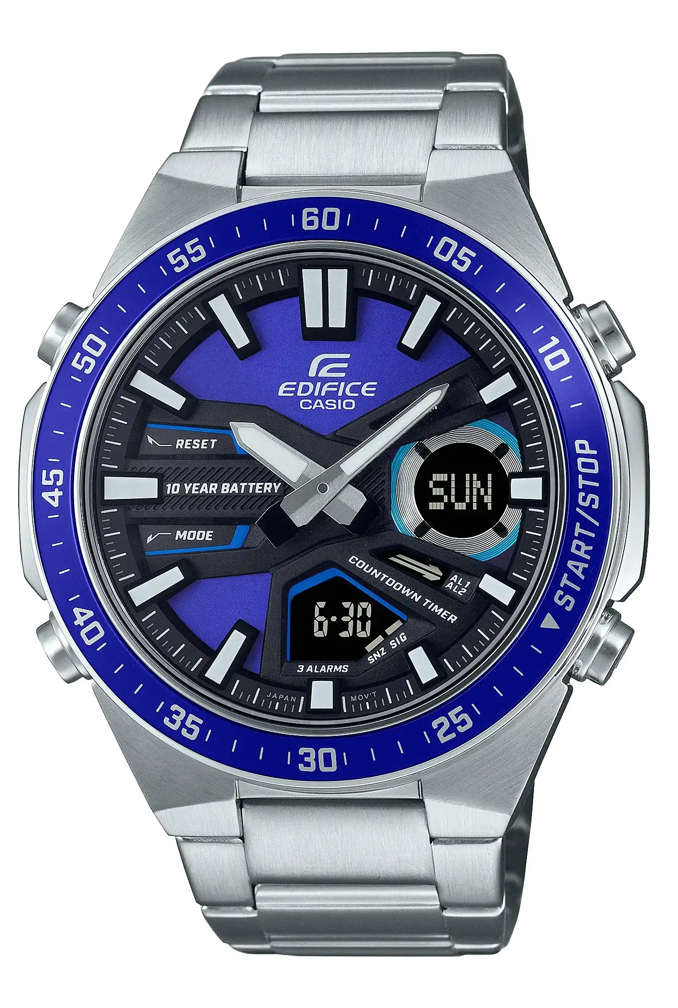 ساعه كاسيو اديفيس رجالي ، عقارب ورقميه سوار ستانلس ستيل ، سيلفر EFV-C110D-2AVDF