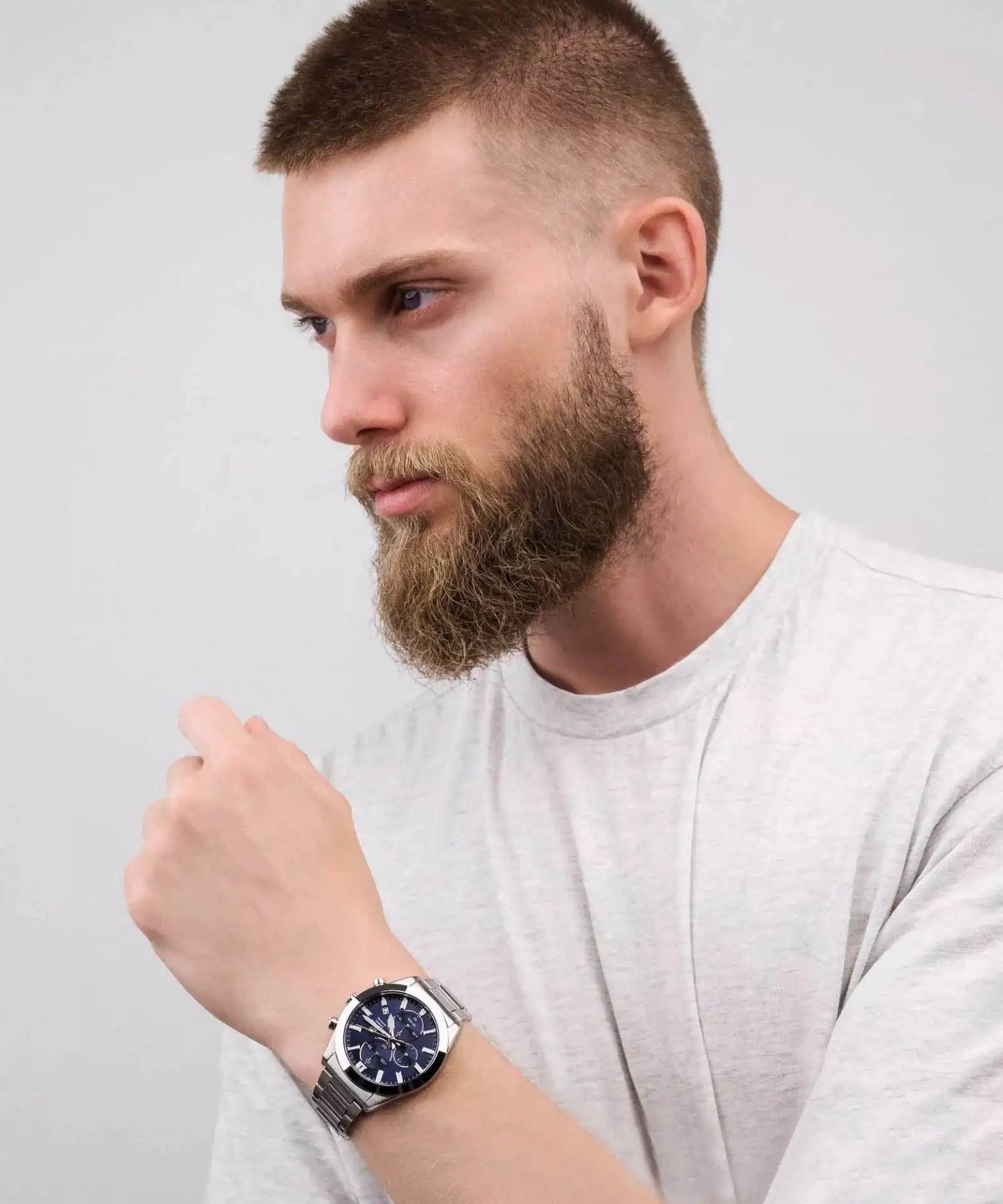 ساعه كاسيو اديفيس رجالي، عقارب، سوار ستانلس ستيل، فضي EFB-710D-2AVUDF