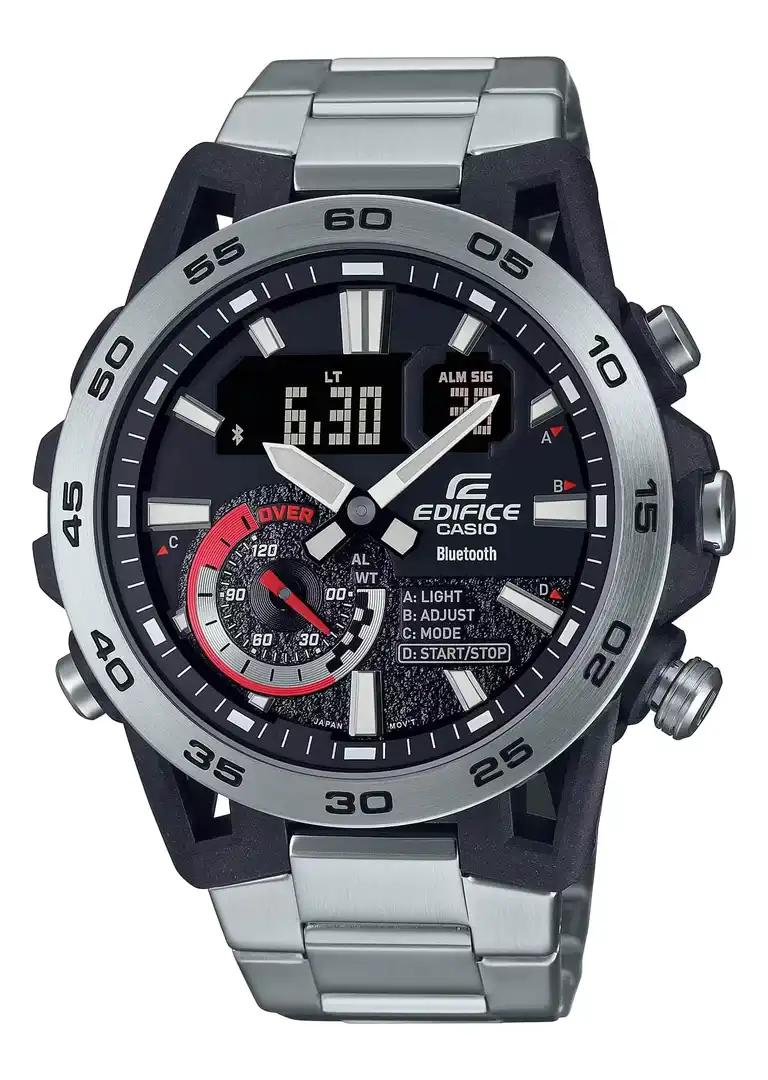 ساعه يد كاسيو اديفيس رجالي ، عقارب ورقميه سوار ستانلس ستيل ، سيلفر ECB-40D-1ADF