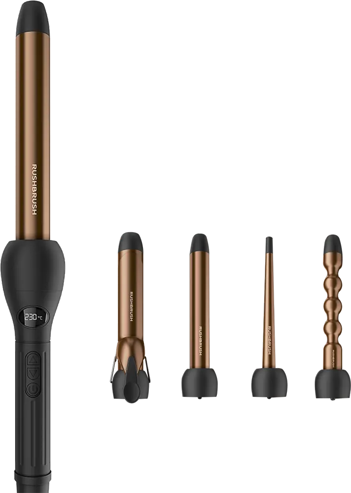 مكواة شعر كيرلي رش براش 5 في 1، 230 درجة مئوية، شاشة ال سي دي، ذهبي