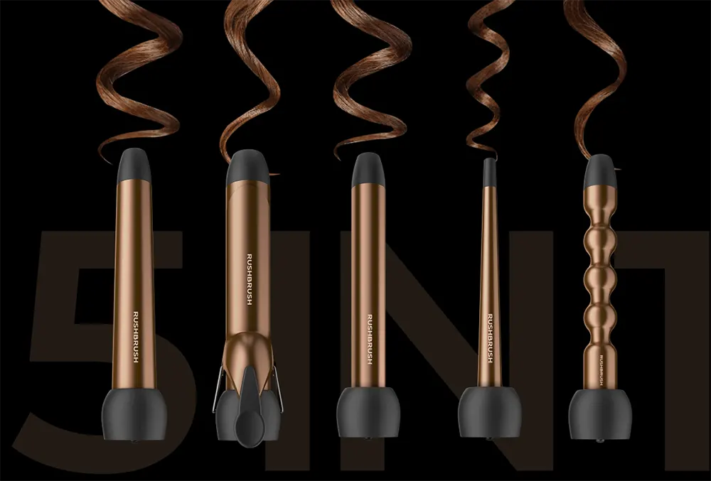 مكواة شعر كيرلي رش براش 5 في 1، 230 درجة مئوية، شاشة ال سي دي، ذهبي