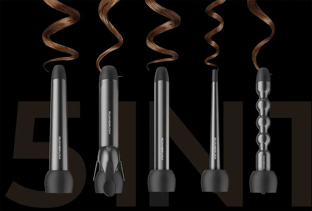 مكواة شعر كيرلي رش براش 5 في 1، 230 درجة مئوية، شاشة ال سي دي، اسود