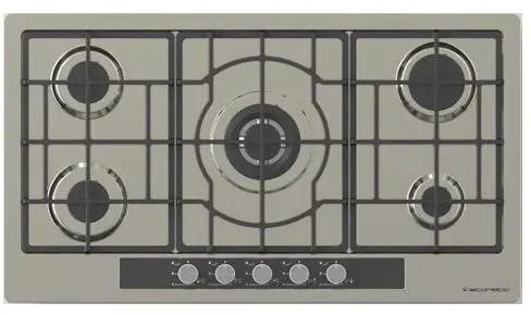 بوتاجاز مسطح بلت ان ايكوماتيك، 92 سم، 5 شعلة غاز ،سيلفر،S963XLGC