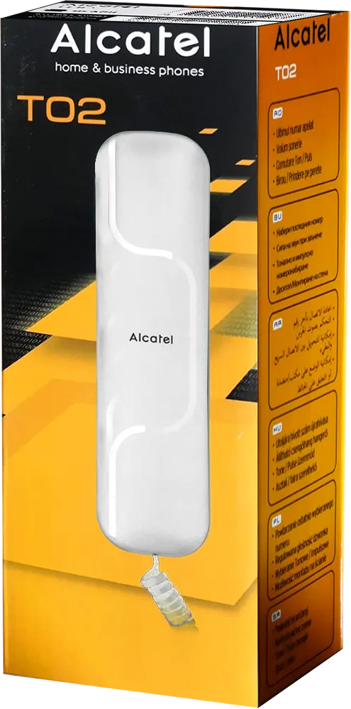 تليفون أرضي سلكي ألكاتيل ، بدون شاشة، أبيض، T02
