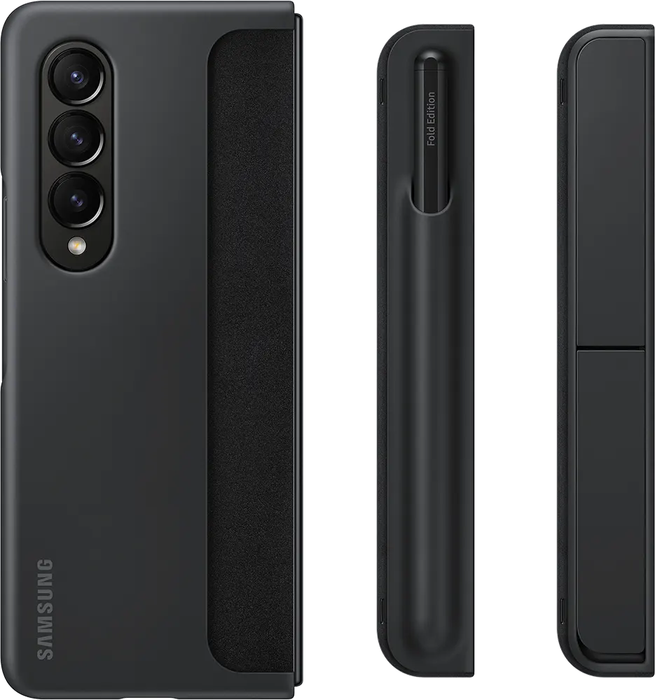 جراب ستاند مع قلم لهاتف سامسونج جالاكسي زد فولد 4، اسود