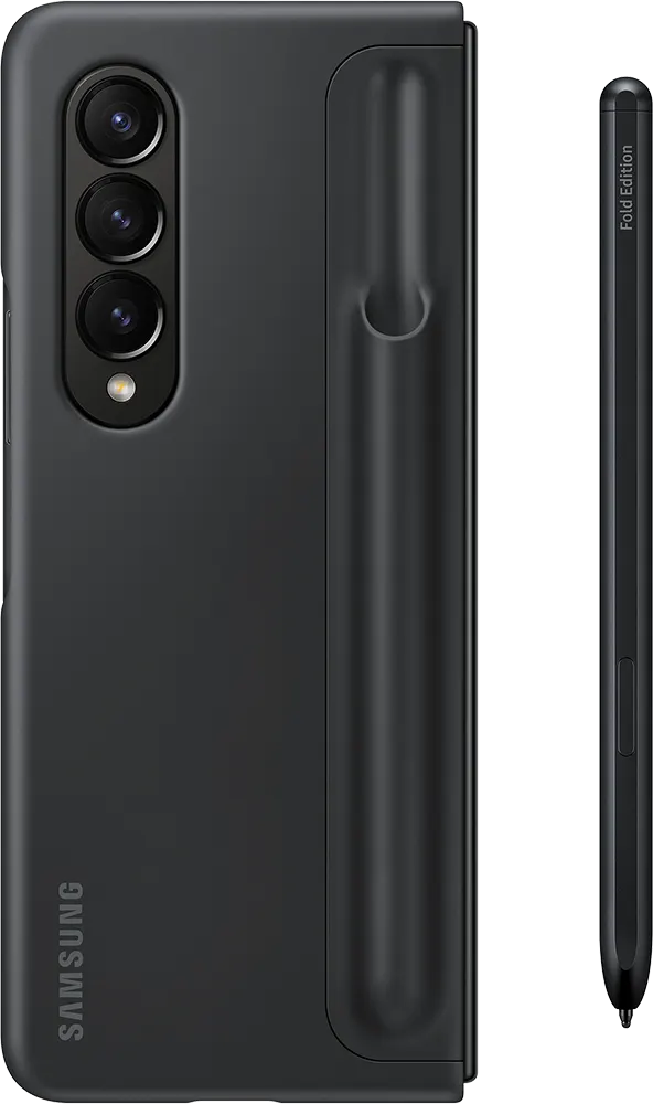 جراب ستاند مع قلم لهاتف سامسونج جالاكسي زد فولد 4، اسود