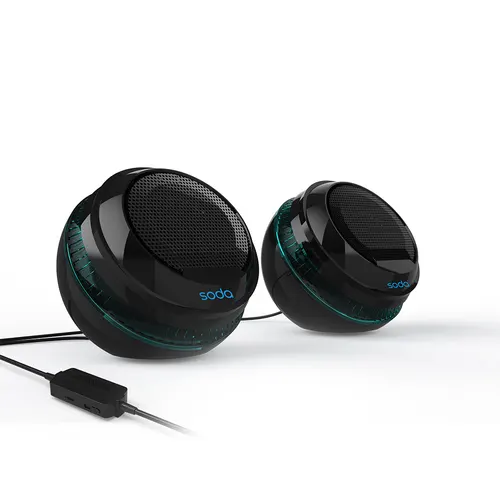 مكبر صوت سلكي صودا ، 2 قطعة ، توصيل USB ، أسود، SCS100