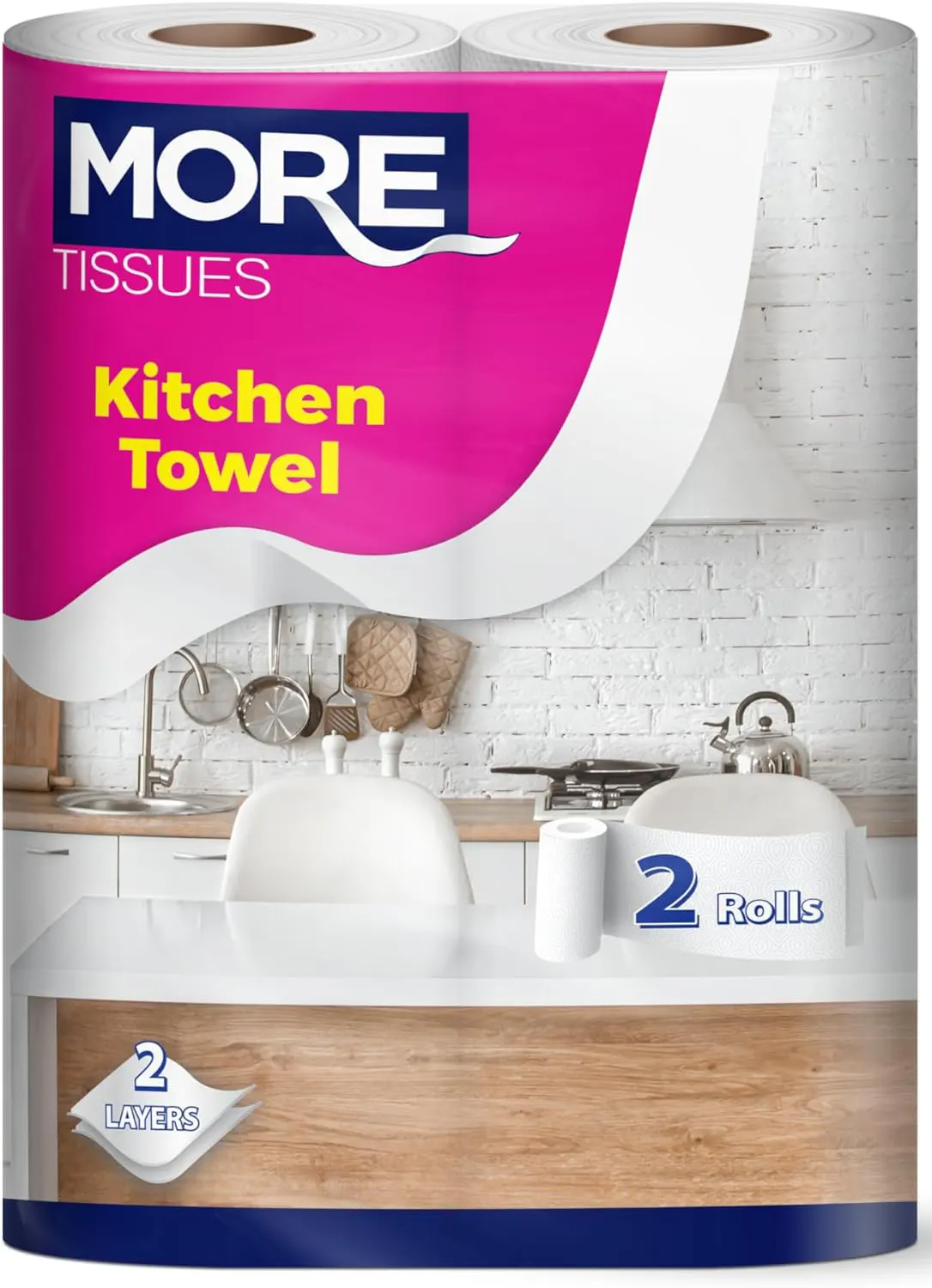 مناديل مطبخ مور، 2 طبقة، 2 قطعة رول