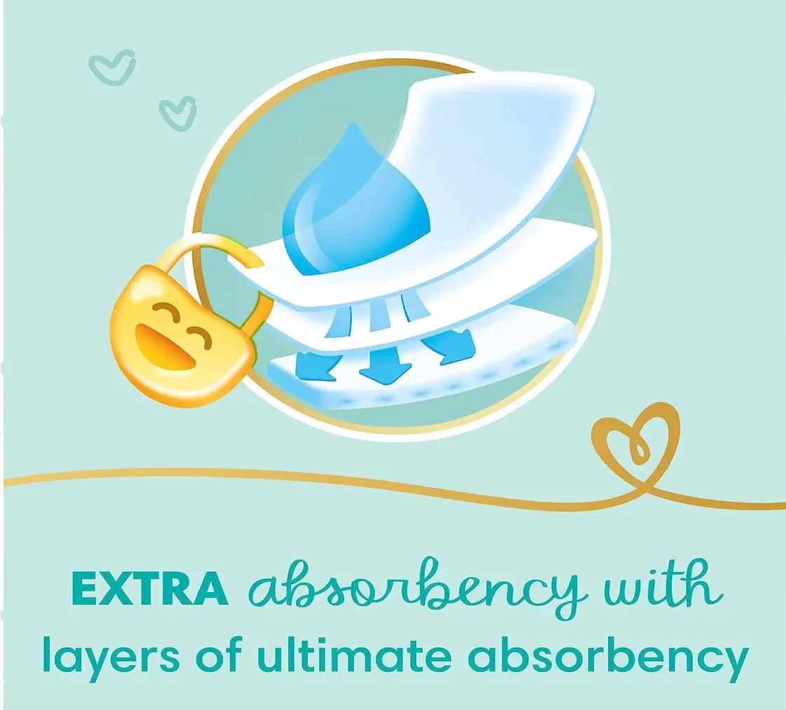 حفاضات بامبرز بريميوم اكسترا كير سعودي للاطفال مقاس 1 ، 60 حفاضة