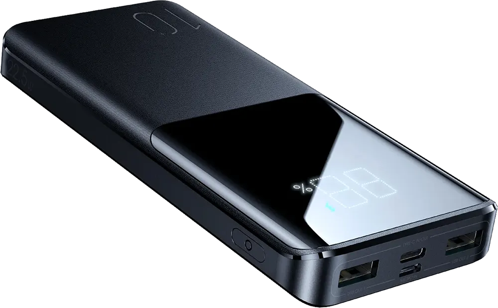 باور بانك جوي روم، 10000 ملي أمبير، شاشة رقمية، يو اس بي نوع سي، أسود، JR-QP191