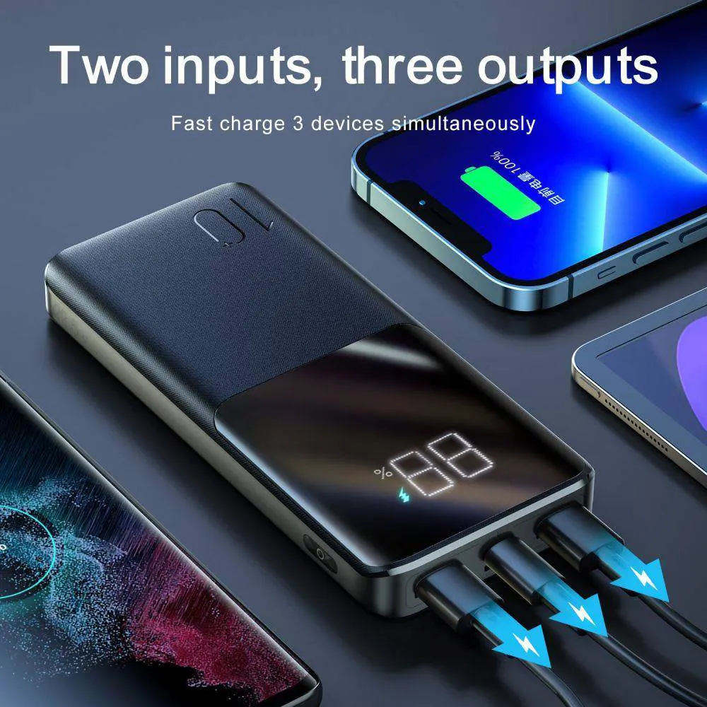 باور بانك جوي روم، 10000 ملي أمبير، شاشة رقمية، يو اس بي نوع سي، أسود، JR-QP191