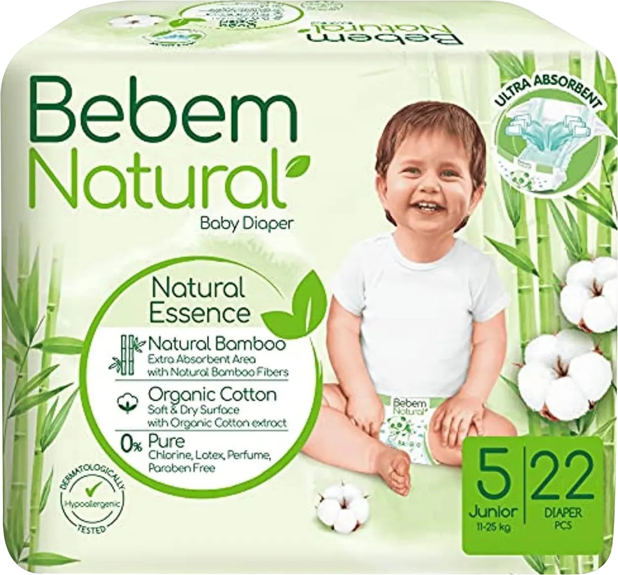 حفاضات بي بم للاطفال مقاس 5 ، 11 - 25  كجم ، 22 حفاضة