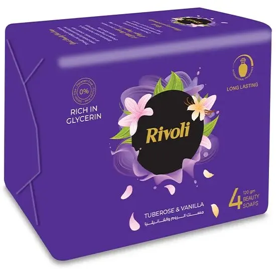 صابون ريفولي مسك الروم والفانيليا، صابون جليسرين، 4 قطع، 120جم.