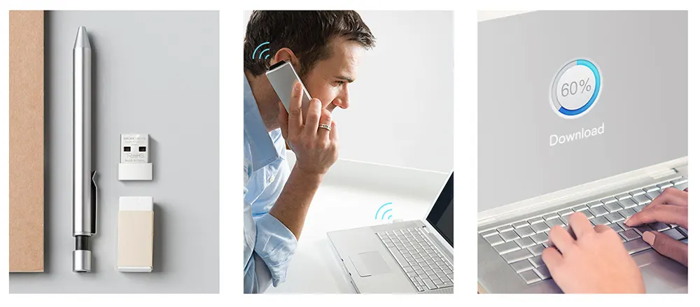 محول نانو إنترنت لاسلكي ميركوسيس ، USB 2.0، 150 ميجابت في الثانية، أبيض، MW150US