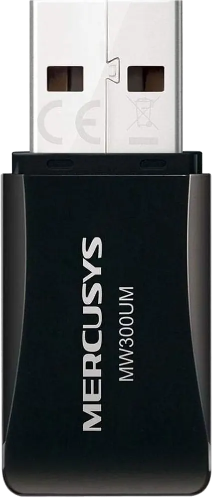 محول نانو إنترنت لاسلكي ميركوسيس ، USB 2.0، 300 ميجابت في الثانية، أسود، MW300UM