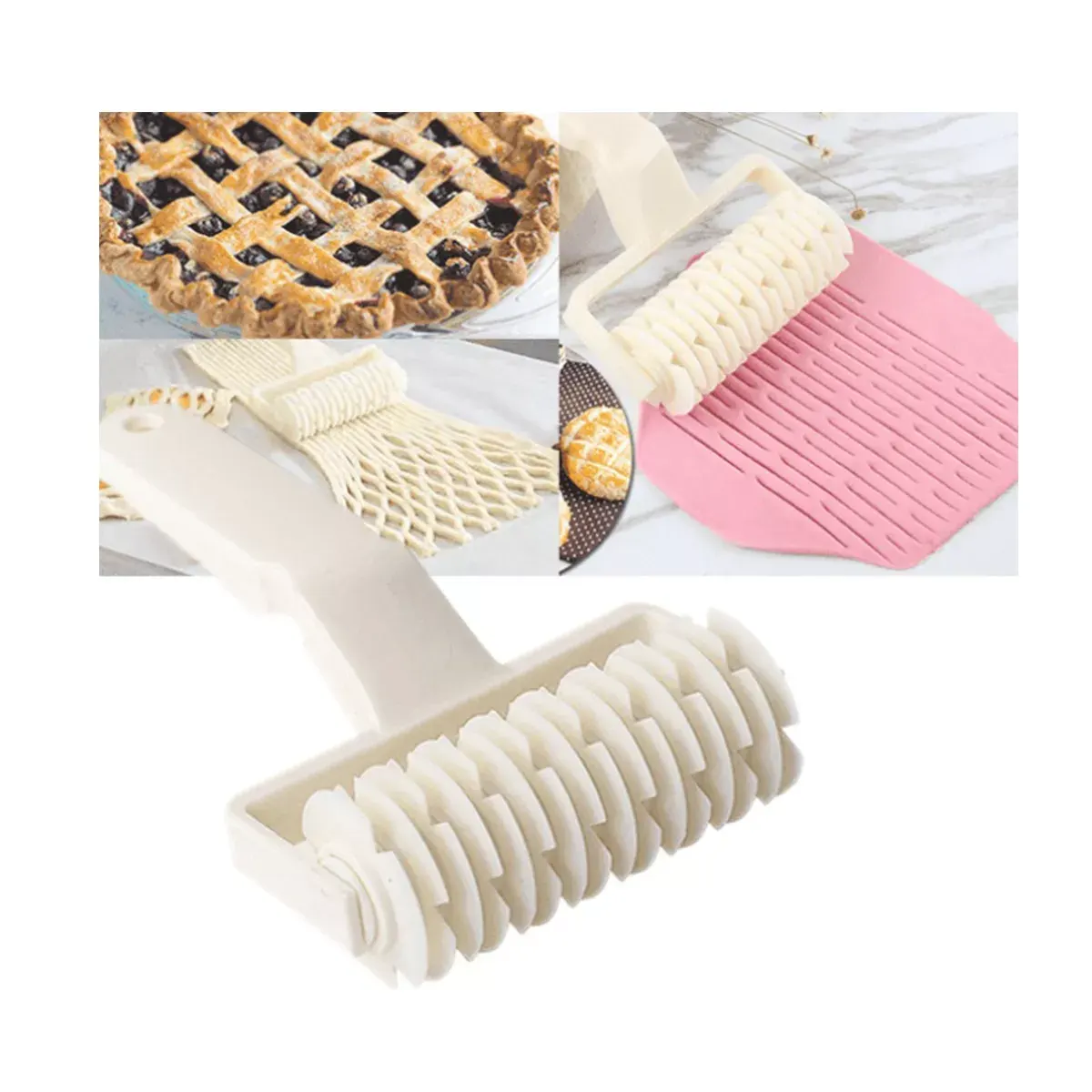 أداة نقش وتقطيع العجين بلاستيك ، أبيض