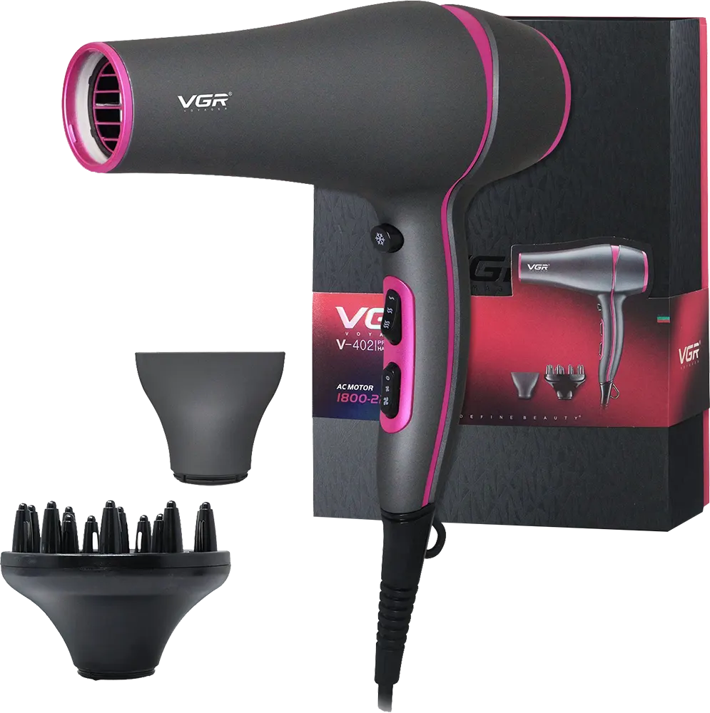 استشوارVGR، قوة 2200 وات ، سرعتان ، أسود  ،V-402