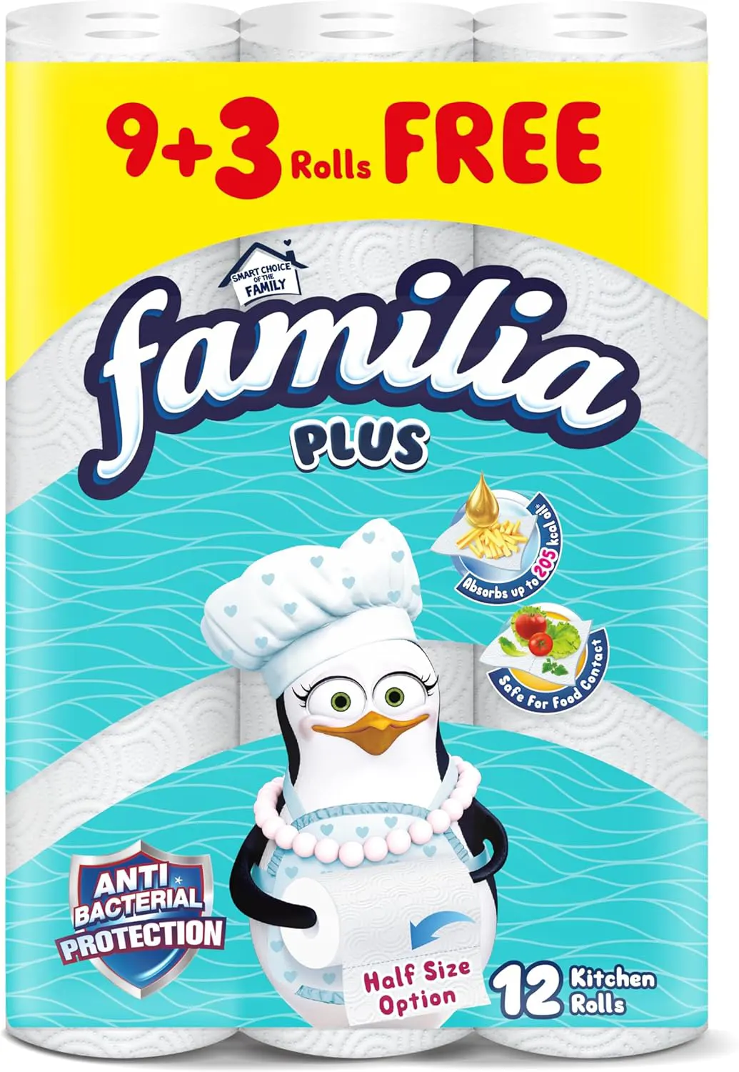 مناديل مطبخ فاميليا بلس، 2 طبقة، 12 قطعة رول