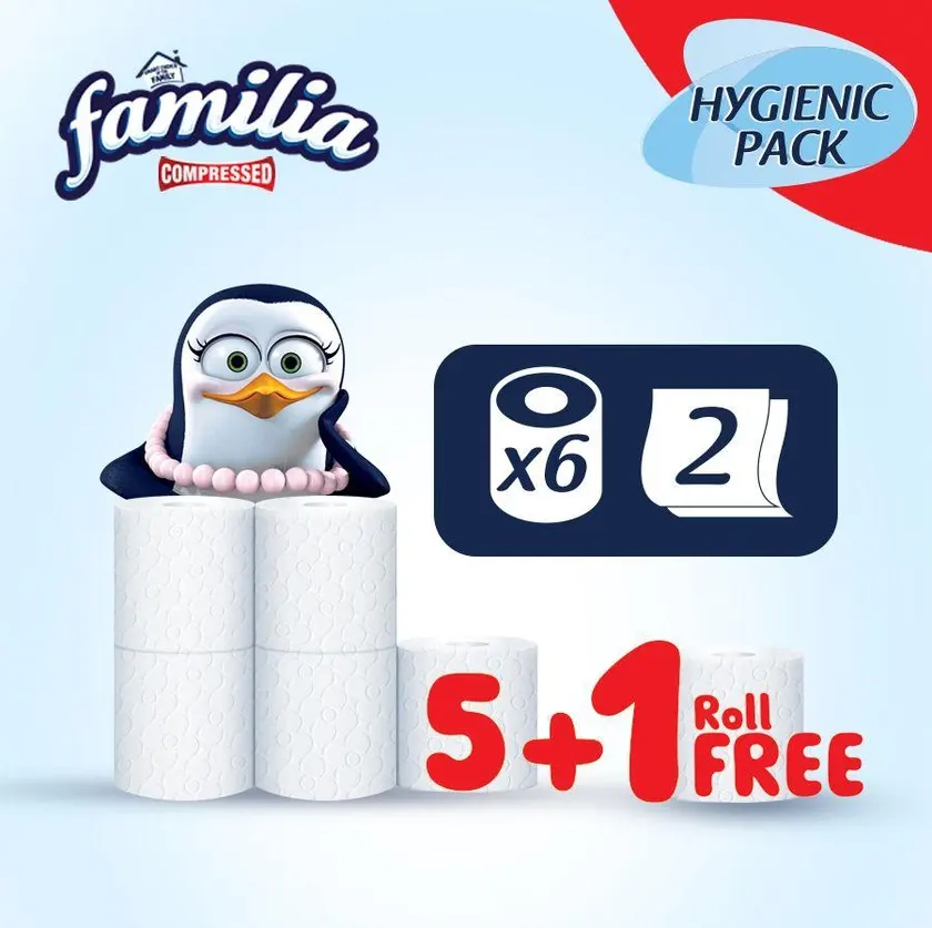 مناديل تواليت فاميليا مضغوطة،2 طبقة ،6 قطع رول