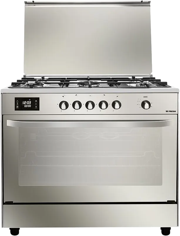 بوتاجاز فريش هامر 90*60 سم، 5 شعلة، شاشة تاتش ديجيتال، مروحة تبريد، أمان كامل، ستانلس مرايا، فضي