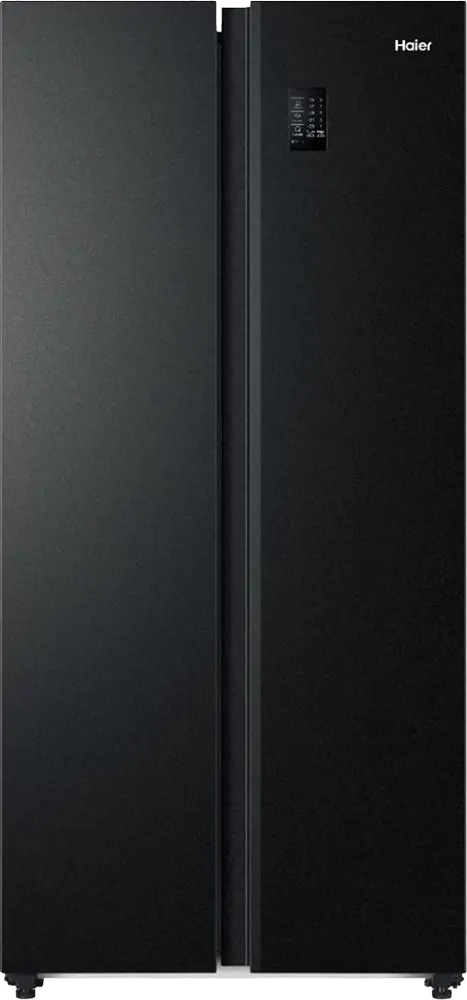 ثلاجة هاير نوفروست، 570 لتر، 2 باب متجاورين شاشة ديجيتال، إنفرتر، اسود، HRF-570SDBM