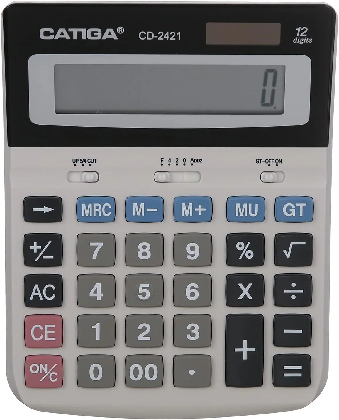 اله حاسبة مكتبية كاتيجا، 12 خانة، رصاصي، CD-2421