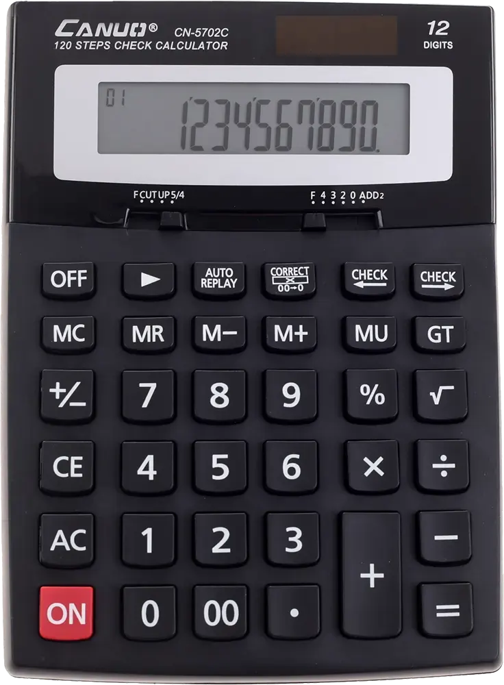 ألة حاسبة كانو 12 رقم، مصدرين للطاقة، أسود، CN-5702C