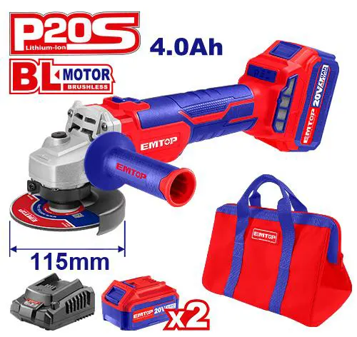 Emtop Brushless angle grinder,20V ,115mm, ELAG2011522