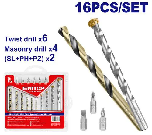 طقم بنط تخريم حديد ام توب، 16 قطعة ، ECBDB19165