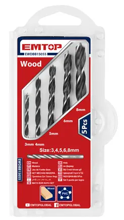 طقم بنط تخريم خشب ام توب، 5 قطع، EWDBB15055