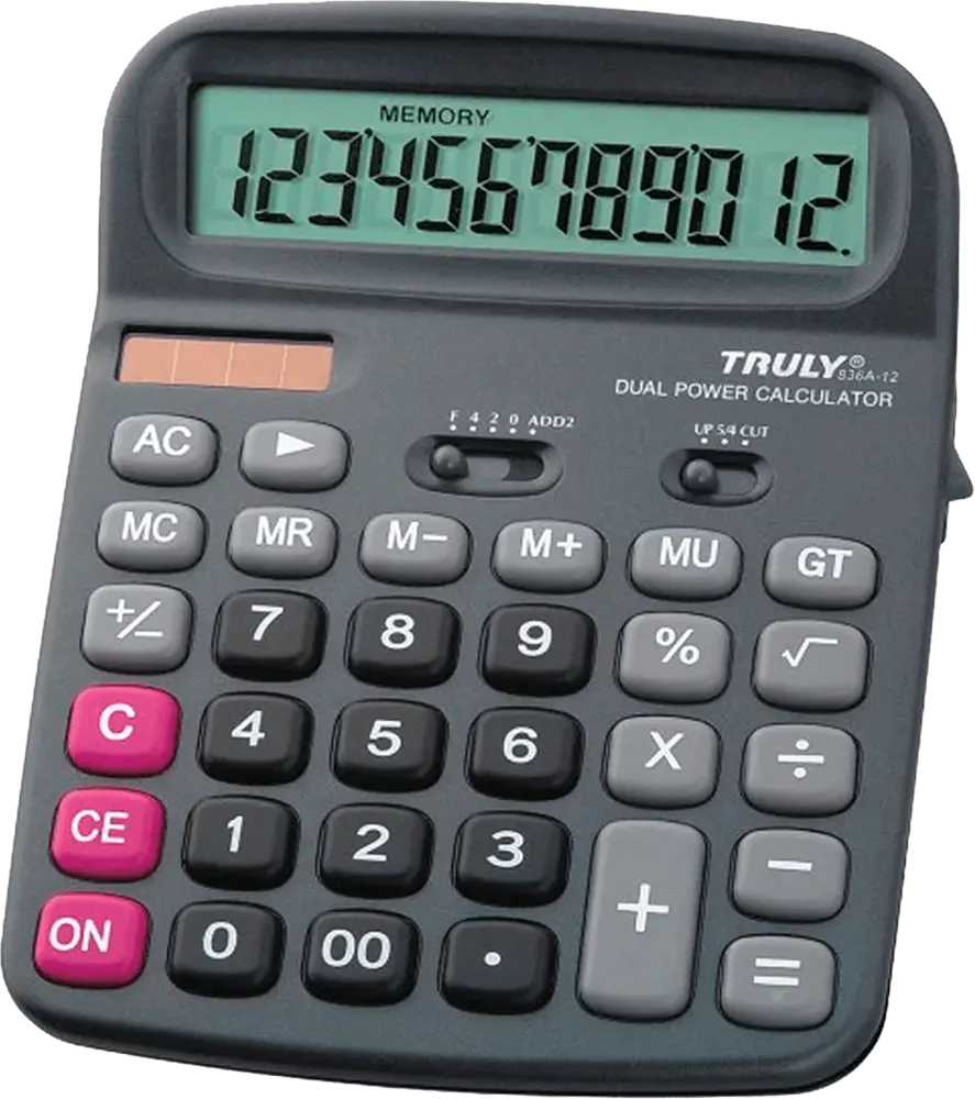 آلة حاسبة مكتبية ترولي، 12 رقم، رمادي، 836A-12