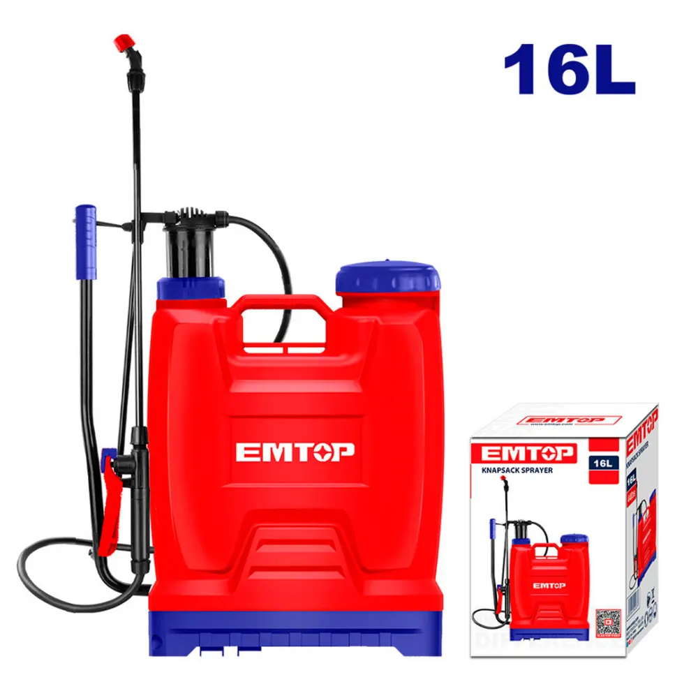 Emtop plastic water sprayer, 16 litres, 4.5 bar, ESPP41602