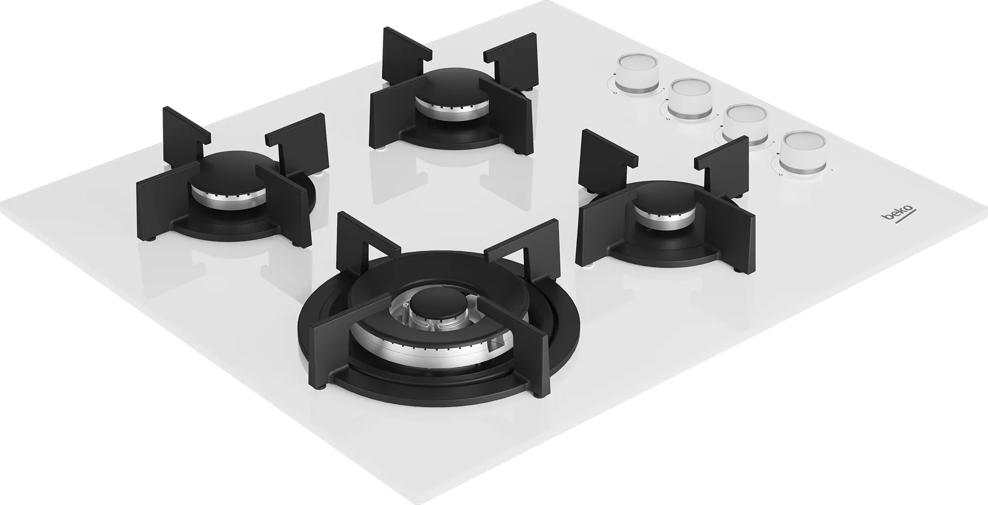 بوتاجاز مسطح بلت ان بيكو، 60 سم، 4 شعلة غاز، زجاج أبيض، HILW 64122 SWE