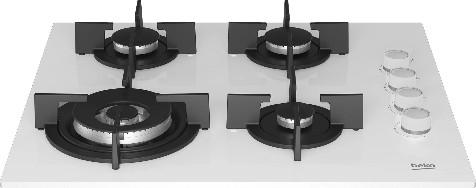 بوتاجاز مسطح بلت ان بيكو، 60 سم، 4 شعلة غاز، زجاج أبيض، HILW 64122 SWE