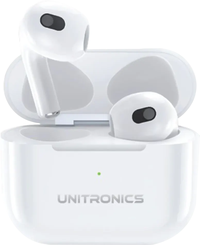 سماعة ايربودز يونيترونكس يوني T2، بلوتوث 5.1، بطارية 330 مللي أمبير، أبيض