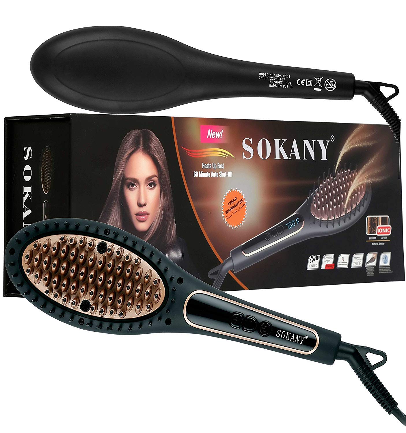 فرشاة فرد الشعر الكهربائية من سوكاني، أسود، Br-1030I