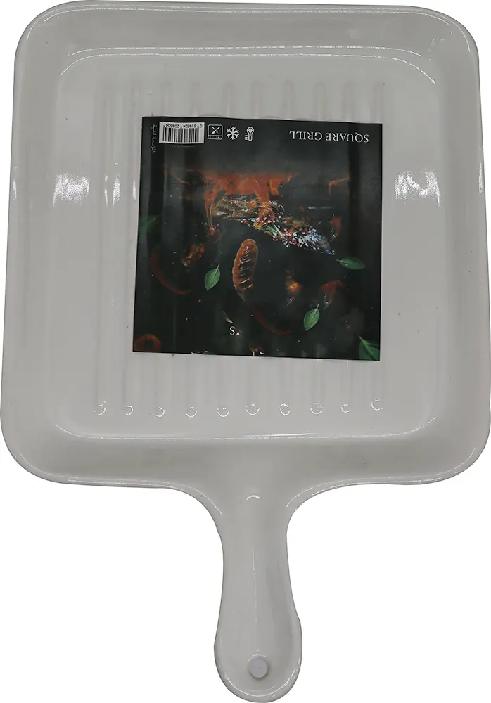 مقلاة شوي بورسلين بيد -أبيض