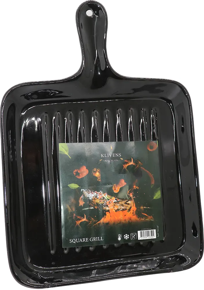 مقلاة شوي بورسلين بيد - أسود