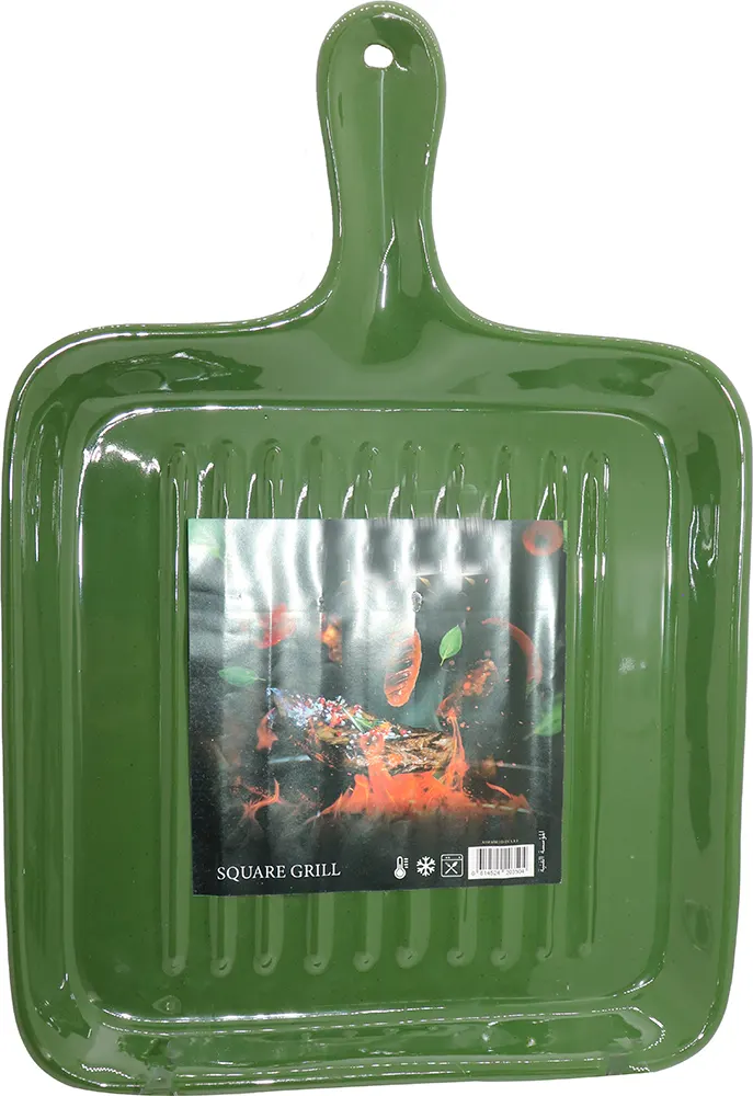 مقلاة شوي بورسلين بيد - أخضر