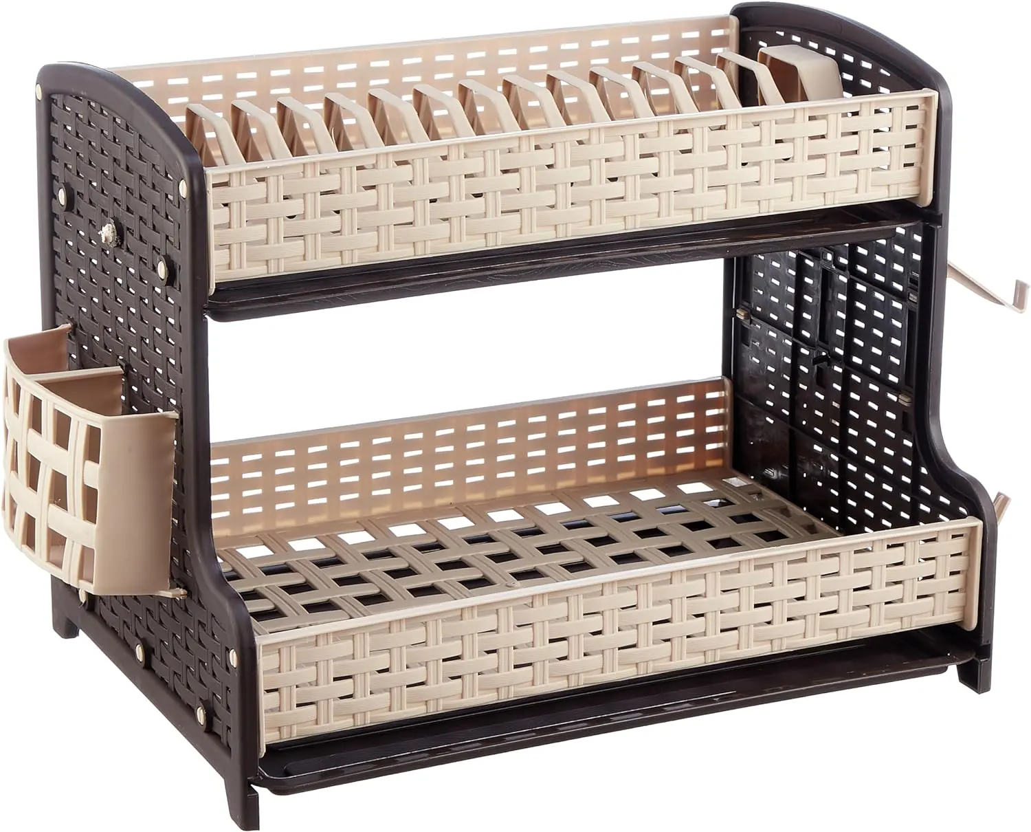 مطبقية بلاستيك راتان من الوطنية، 2 دور، بني*بيج