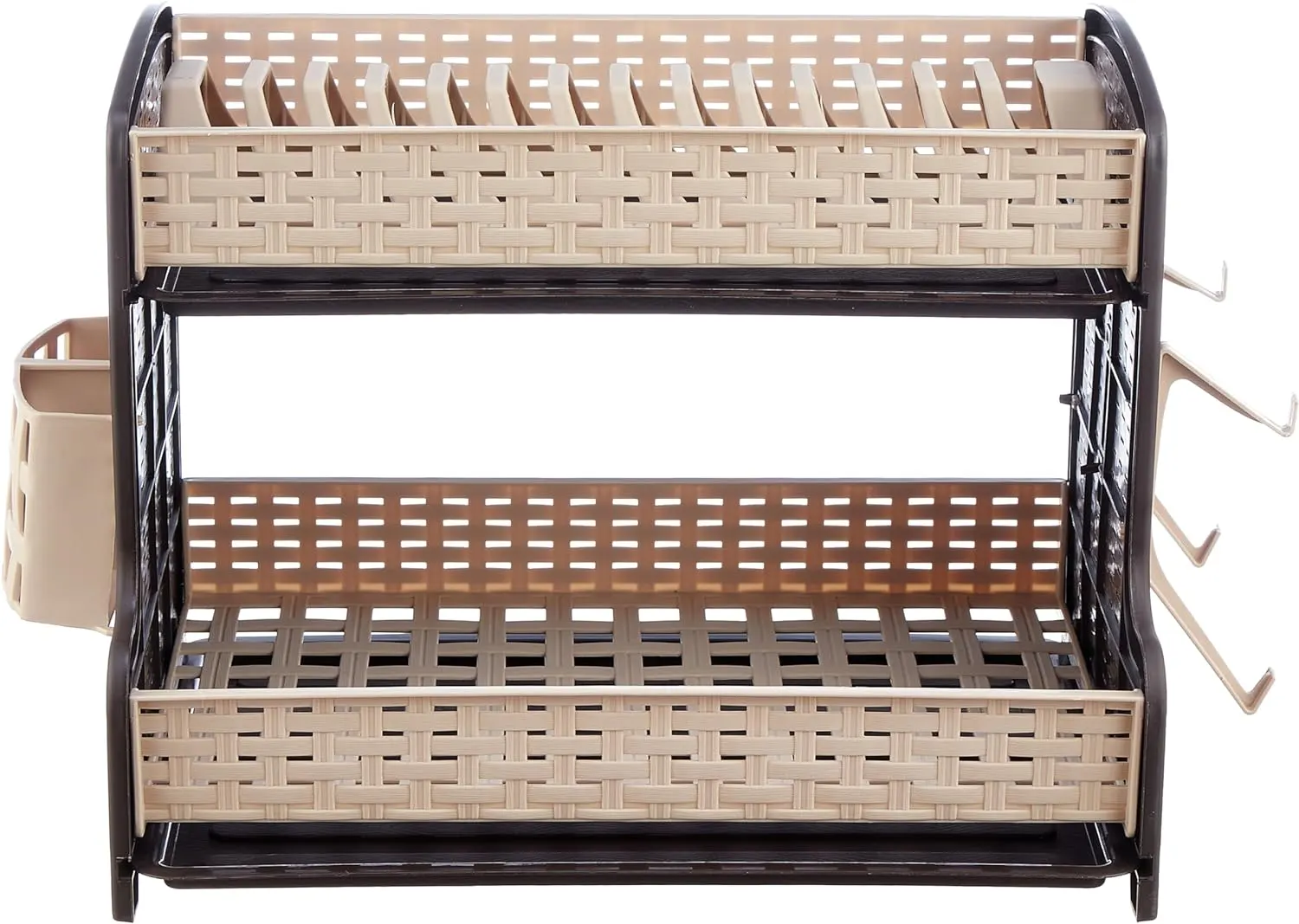 مطبقية بلاستيك راتان من الوطنية، 2 دور، بني*بيج