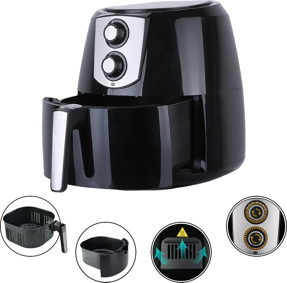 قلاية هوائية لوكسيل، 1800 وات، 8.5 لتر، أسود، SMAF-1800W