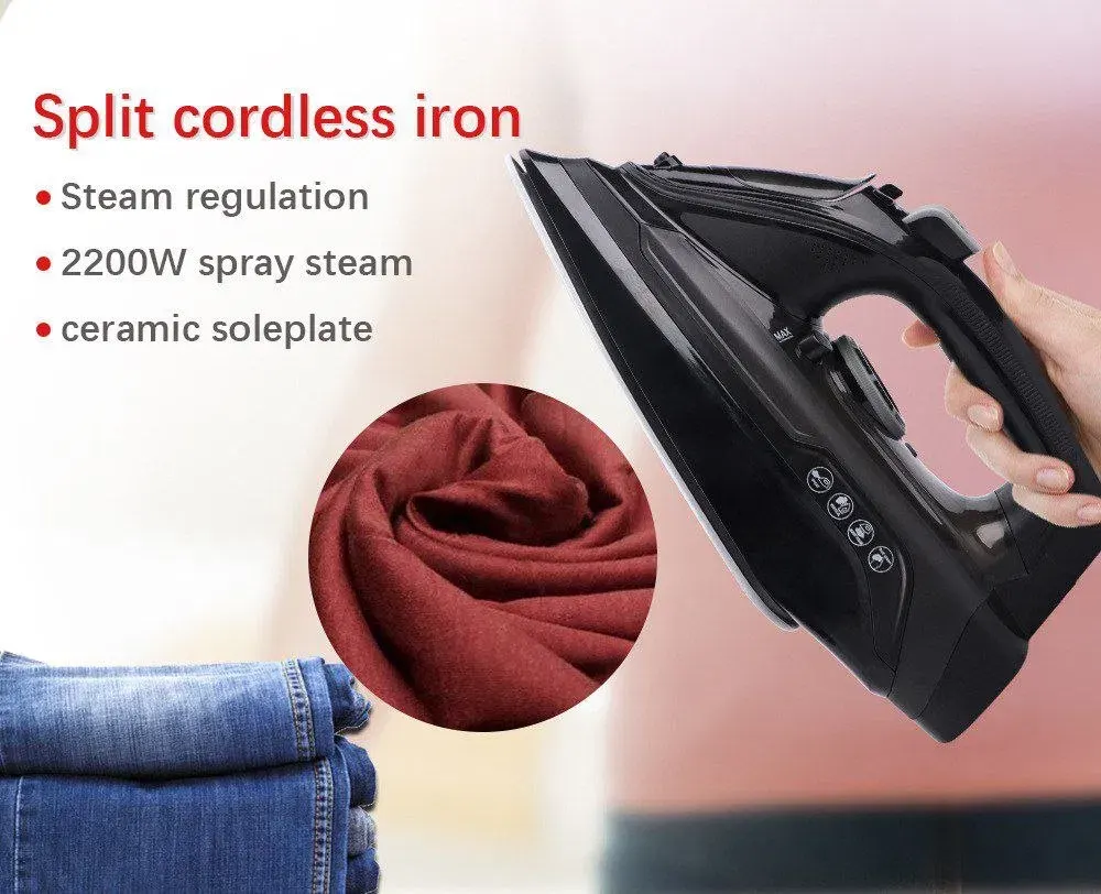 مكواة ملابس بخار سمايل ،2200 وات، قاعدة سيراميك، أسود، SML-101